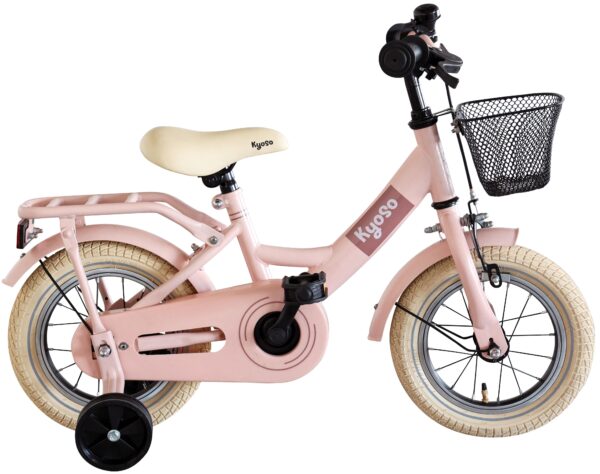 Kinderfiets 12" Kyoso Sparkle met remnaaf - mat roze