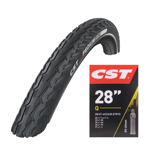 CST set. Xpedium one (anti-lek) en verpakte binnenband 28x1 5/8x1 3/8, ETRTO 37-622
