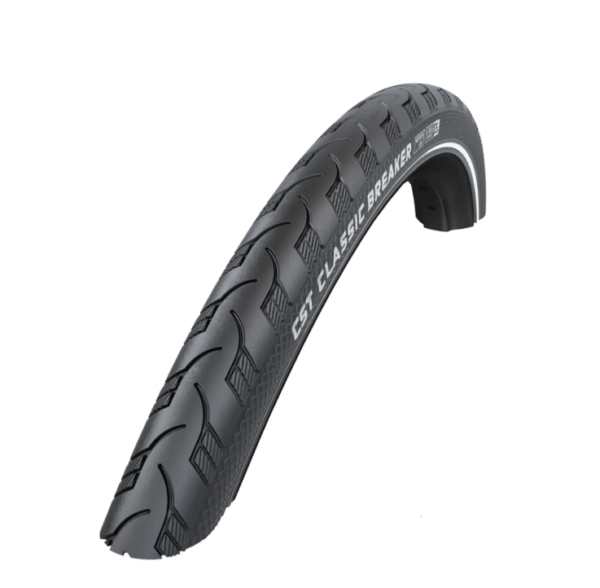 CST Classic Breaker (1mm anti-lek) Zwart met zij reflectie. 28x1½ ETRTO 40-635