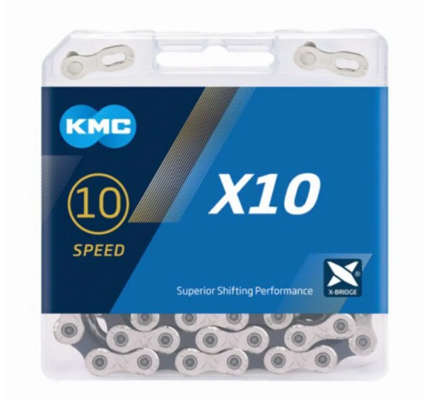 KMC X10 ketting silver/black 1/2x1128, 10-speed.