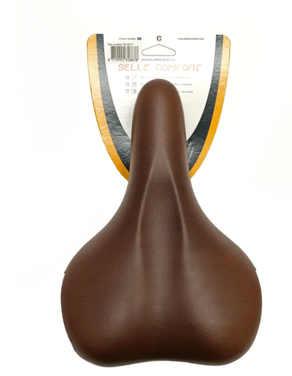 Selle Comfort zadel Ride. Bruin met witte bumpers, zonder strop